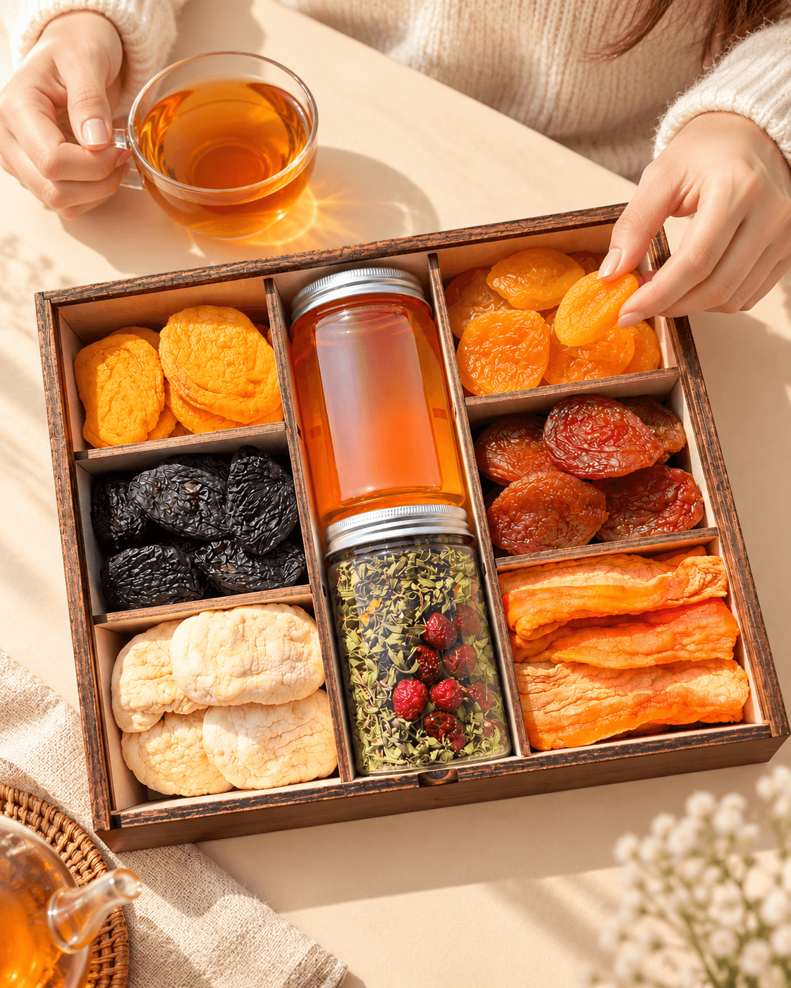 Premium Gift Set with Armenian Dried Fruits, Pure Honey and Herbal Tea photo 3